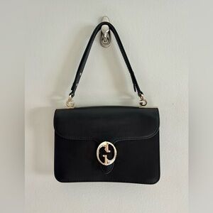 Gucci Leather 1973 Medium Flap Top Handle Bag Black